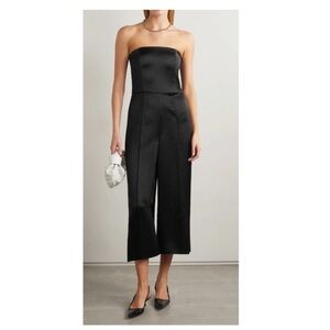 Vince Strapless Satin Jumpsuit in Black- 2,4